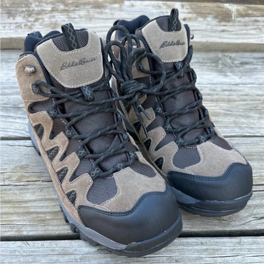 Eddie Bauer Ridgeline Waterproof Leather Hiking Boots Brown Men’s 12 NWOT